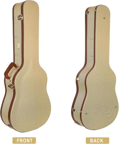 Crossrock Master Series Dreadnought Acoustic Guitar Case لـ Gibson J-45 / Martin D-Style | ملازمات ملاويت الأزرق تويد تويد ، قذيفة إعادة هندسة ، مقبض جلدي وداخل مخملي الذهب in Kuwait