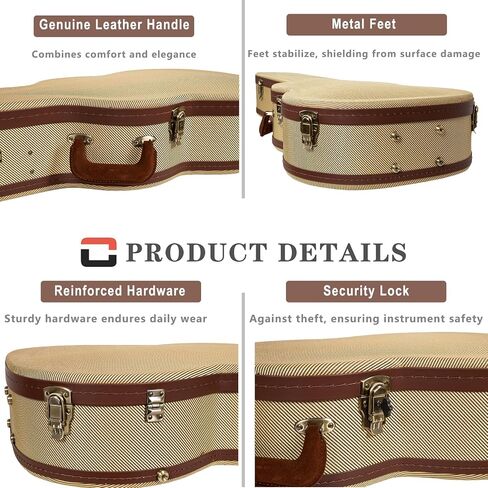 Crossrock Master Series Dreadnought Acoustic Guitar Case لـ Gibson J-45 / Martin D-Style | ملازمات ملاويت الأزرق تويد تويد ، قذيفة إعادة هندسة ، مقبض جلدي وداخل مخملي الذهب in Kuwait