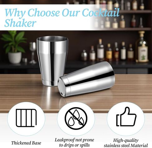 8pcs بوسطن كوكتيل شاكر ، طقم النادل المصنوع من الفولاذ المقاوم للصدأ مع 18oz و 24oz أداة Shakers مختلطة （Silver） in Saudi Arabia