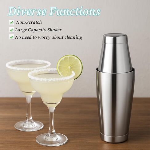 8pcs بوسطن كوكتيل شاكر ، طقم النادل المصنوع من الفولاذ المقاوم للصدأ مع 18oz و 24oz أداة Shakers مختلطة （Silver） in Saudi Arabia