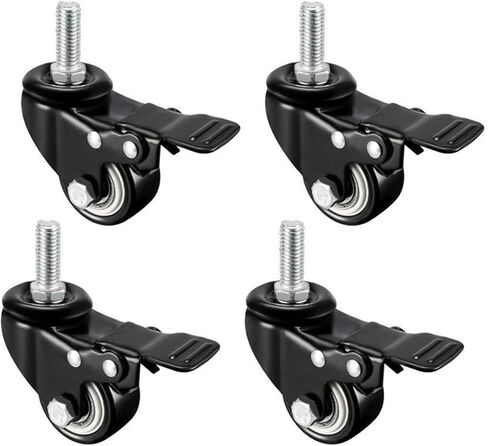 4Pcs Heavy Duty Swivel Caster Stem with Brake Trolley Furniture Caster M8/M10 Threaded Stem(2inch M10 Type 1) in Saudi Arabia