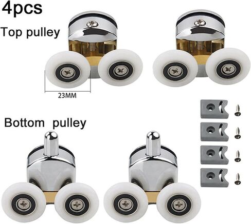 4pcs Shower Door Pulley Zinc Alloy Double Shower Door Rollers Runners Wheels 25mm Wheel Home Tool in Saudi Arabia