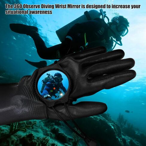 360 Observe Diving Wrist Mirror,Scuba Dive Convex Mirror with Bungee Cord for Enhanced Situational Awareness and Safety in Saudi Arabia