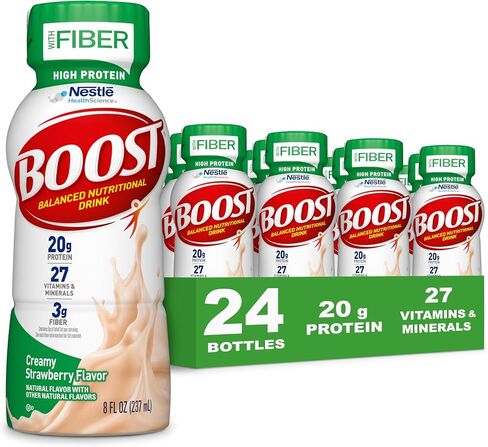 BOOST مشروب غذائي عالي البروتين مع الألياف، شوكولاتة غنية، زجاجة 8 أونصة سائلة، 24 عبوة in Saudi Arabia