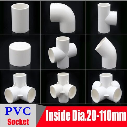 Hose Connector, Tee Pipe Fittings White PVC Fitting Straight Elbow Solid Equal Water Parts 3/4/5 Ways DIY-Shelf(45 Degree Elbow,Inner Dia.25mm) in Saudi Arabia