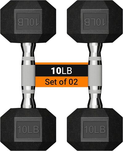 Hex Dumbbell set,5-25 Rubber Encased Exercise & Fitness Dumbbells set of 2, Hand weights for Strength Training in Saudi Arabia