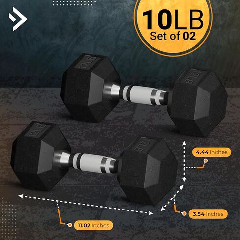 Hex Dumbbell set,5-25 Rubber Encased Exercise & Fitness Dumbbells set of 2, Hand weights for Strength Training in Saudi Arabia