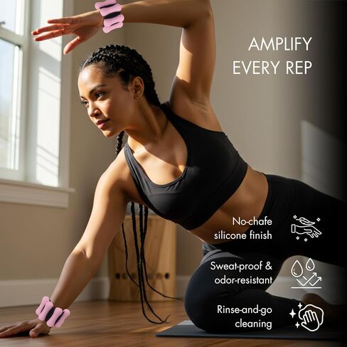Pilates Wrist & Ankle Weights for Women, Wearable Adjustable Arm & Leg Weights Set of 2 (1lb Each), Ankle Weights for Walking, Yoga, Dance, Barre, Home Workouts – 2lbs Total in Saudi Arabia