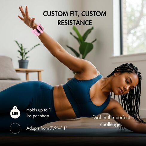 Pilates Wrist & Ankle Weights for Women, Wearable Adjustable Arm & Leg Weights Set of 2 (1lb Each), Ankle Weights for Walking, Yoga, Dance, Barre, Home Workouts – 2lbs Total in Saudi Arabia