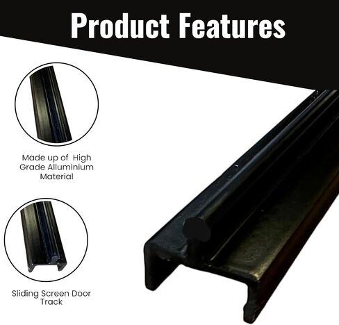 KC Hardware Aluminium Sliding Door Door Track ، استبدال مسار باب الفناء ، إصلاح مسار الباب المنزلق- 72 بوصة (أسود) in Kuwait