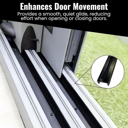 KC Hardware Aluminium Sliding Door Door Track ، استبدال مسار باب الفناء ، إصلاح مسار الباب المنزلق- 72 بوصة (أسود) in Kuwait