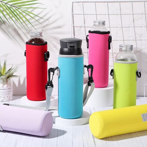 RTTERI 6 PCS Neoprene Mater Bottle Carrier Bag مع حزام كتف قابل للتعديل 32 أوقية عازلة زجاجة ماء غطاء مبرد للفولاذ المقاوم للصدأ/الزجاج/البلاستيك (لطيف) in Kuwait