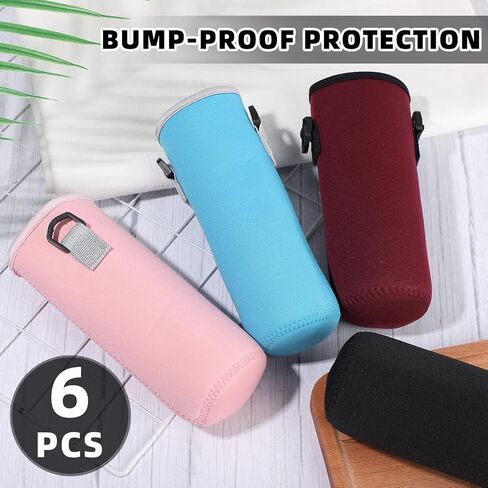 Rtteri 6 Pcs Neoprene Water Bottle Carrier Bag with Adjustable Shoulder Strap 32oz Insulator Water Bottle Cover Holder Cooler Sleeve for Stainless Steel/glass/plastic (Cute) in Saudi Arabia