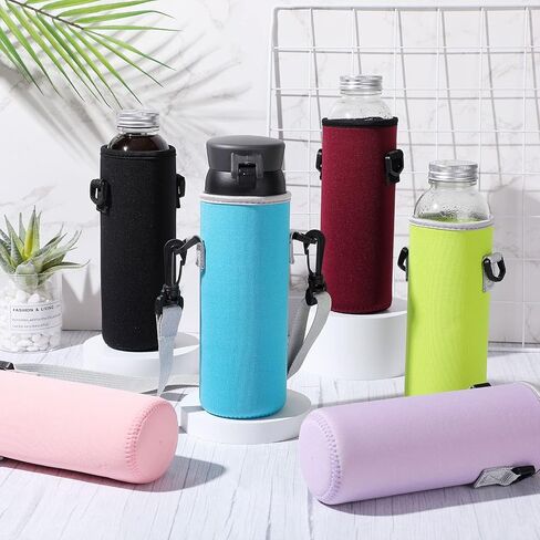 Rtteri 6 Pcs Neoprene Water Bottle Carrier Bag with Adjustable Shoulder Strap 32oz Insulator Water Bottle Cover Holder Cooler Sleeve for Stainless Steel/glass/plastic (Cute) in Saudi Arabia