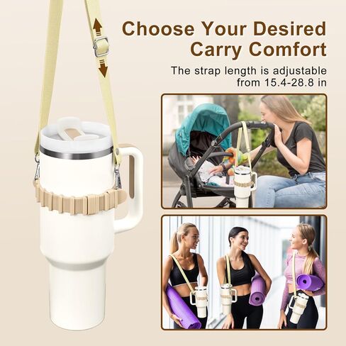 حامل زجاجة ماء مع حزام لإكسسوارات كأس ستانلي ، حزام الكتف قابل للتعديل متوافق مع تومل ستانلي ، أوالا ، hydroflask ، اليتي والمزيد in Kuwait