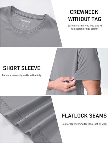 Magcomsen 3 Pack Men Short Shore Dry Dry Dryts Moisture Wicking Upf 50+ Athletic Running Gym Tworkout Twimt Thirts Therts in Saudi Arabia