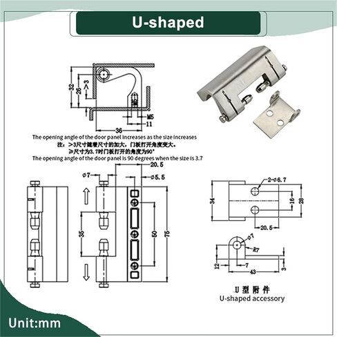 304 Stainless Steel Door Hinges Detachable 1Pcs(Claw Shape with Hole) in Saudi Arabia