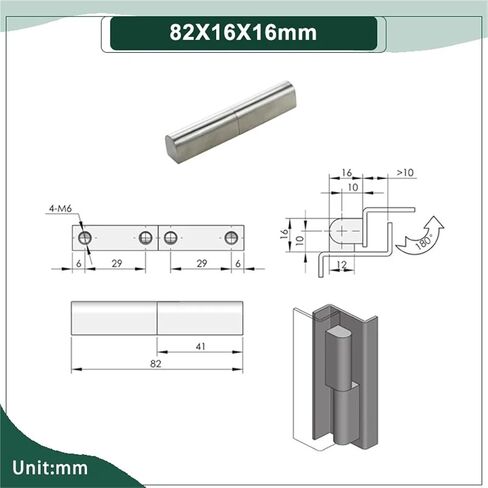 Detachable and Insertable 180 Degree Rotating 304 Stainless Steel Hinge 1Pcs(82X16X16mm) in Saudi Arabia