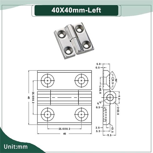 304 Stainless Steel Heavy-Duty Detachable Load-Bearing Door Hinges 1Pcs(50X50mm-Left) in Saudi Arabia