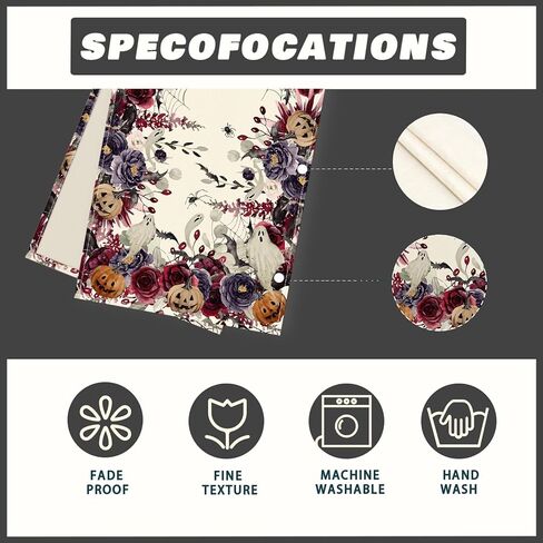 Xchi Flowers Spooky Pumpkin Halloween Table Runner Party Table Decoration for Home Kitch Deining Holiday Decor in Kuwait
