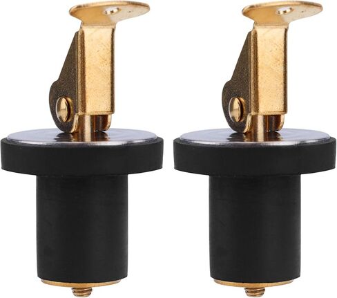 2pcs Brass Boat Drain Plugs, 3/4 Inch Deck and Baitwell Plug with Snap Handle Livewell Drain Plug for Marine Kayak Yacht Fishing Boats Accessories in Kuwait