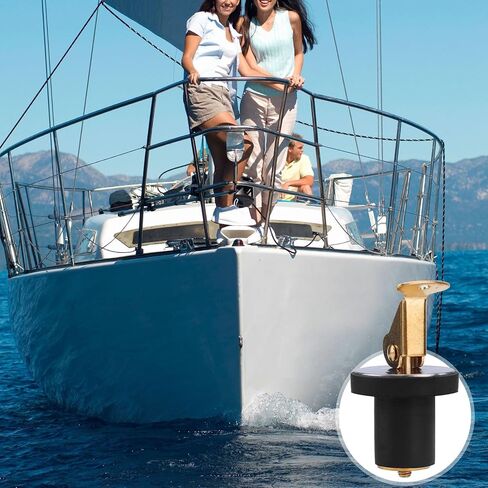 2pcs Brass Boat Drain Plugs, 3/4 Inch Deck and Baitwell Plug with Snap Handle Livewell Drain Plug for Marine Kayak Yacht Fishing Boats Accessories in Kuwait