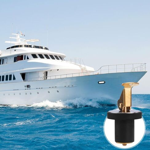 2pcs Brass Boat Drain Plugs, 3/4 Inch Deck and Baitwell Plug with Snap Handle Livewell Drain Plug for Marine Kayak Yacht Fishing Boats Accessories in Kuwait