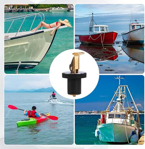 2pcs Brass Boat Drain Plugs, 3/4 Inch Deck and Baitwell Plug with Snap Handle Livewell Drain Plug for Marine Kayak Yacht Fishing Boats Accessories in Kuwait