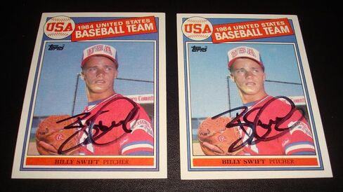 Billy Swift 1985 Topps RC #404 USA Mariners Giants Signed Authentic Auto A14 - MLB Autographed Baseball Cards in Saudi Arabia