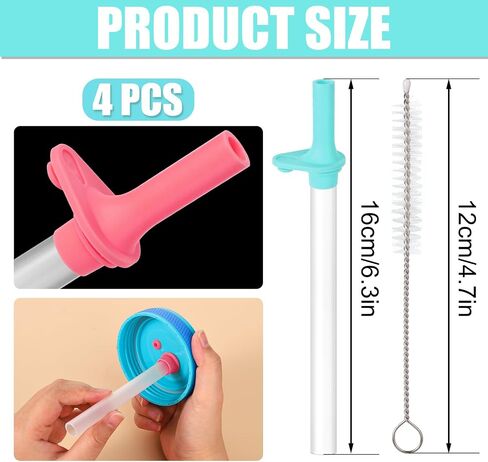 4pcs Replacement Straws with Bite Valve for Zak Designs Kelso 15 oz, with 1 Cleaning Brush Reusable Kids Cup Replacement Straws Accessory for Zak, BPA-Free (Light Blue + Pink) in Saudi Arabia