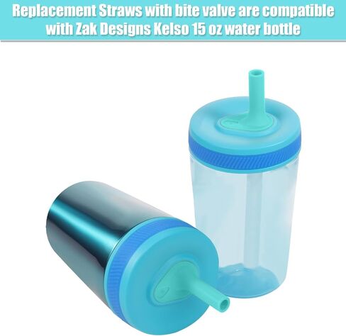 4pcs Replacement Straws with Bite Valve for Zak Designs Kelso 15 oz, with 1 Cleaning Brush Reusable Kids Cup Replacement Straws Accessory for Zak, BPA-Free (Light Blue + Pink) in Saudi Arabia