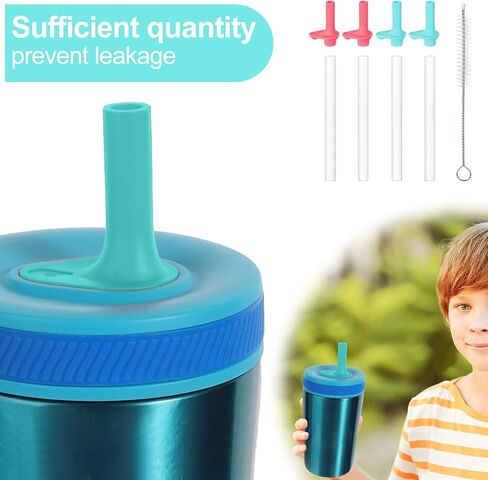 4pcs Replacement Straws with Bite Valve for Zak Designs Kelso 15 oz, with 1 Cleaning Brush Reusable Kids Cup Replacement Straws Accessory for Zak, BPA-Free (Light Blue + Pink) in Saudi Arabia