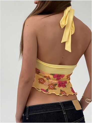 Milumia Women Floral Halter Top Y2K الخروج in Saudi Arabia