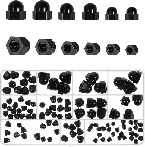 110 pcs 6 أحجام hex cap cap nuts kit kit kit ، m3 m4 m5 m6 m8 m10 ، caps nylon metric for bort for ourdoor ourdoor ، dome hex hex conts for protection ، in Saudi Arabia
