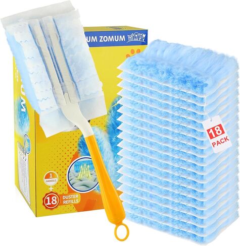 Duster Refills for Swiffer Dusters，Strong Static Dust Removal，Duster Refill Replacement Head for Electronics, Furniture, Blinds（18 PCS+1Handle） in Saudi Arabia