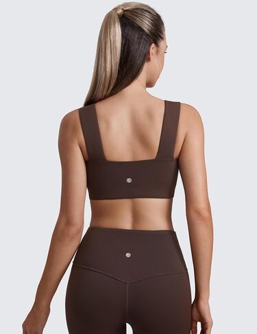 CRZ Yoga Butterluxe Womens Square Neck Sports حمالات الصدر - أشرطة عريضة داعمة مفتوحة الظهر مسببة محصول اليوغا محصول in Kuwait