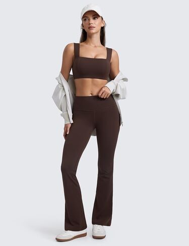 CRZ Yoga Butterluxe Womens Square Neck Sports حمالات الصدر - أشرطة عريضة داعمة مفتوحة الظهر مسببة محصول اليوغا محصول in Kuwait