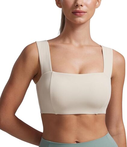 CRZ Yoga Butterluxe Womens Square Neck Sports حمالات الصدر - أشرطة عريضة داعمة مفتوحة الظهر مسببة محصول اليوغا محصول in Saudi Arabia