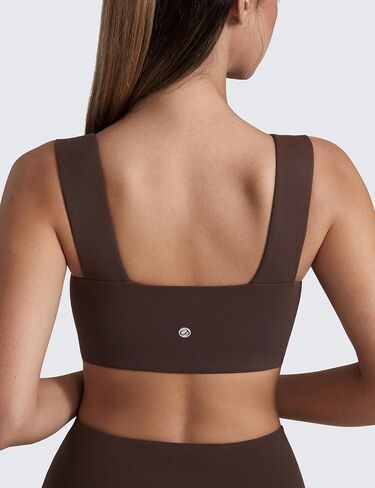CRZ Yoga Butterluxe Womens Square Neck Sports حمالات الصدر - أشرطة عريضة داعمة مفتوحة الظهر مسببة محصول اليوغا محصول in Kuwait