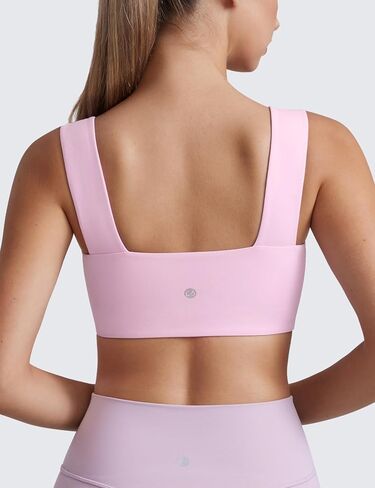 CRZ Yoga Butterluxe Womens Square Neck Sports حمالات الصدر - أشرطة عريضة داعمة مفتوحة الظهر مسببة محصول اليوغا محصول in Kuwait