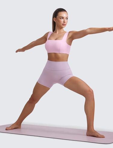 CRZ Yoga Butterluxe Womens Square Neck Sports حمالات الصدر - أشرطة عريضة داعمة مفتوحة الظهر مسببة محصول اليوغا محصول in Kuwait