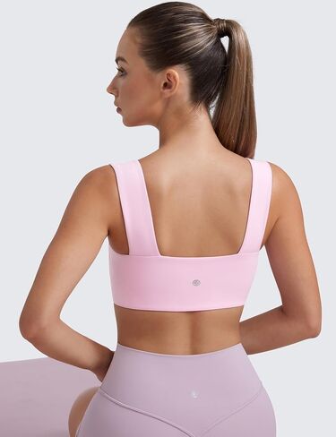 CRZ Yoga Butterluxe Womens Square Neck Sports حمالات الصدر - أشرطة عريضة داعمة مفتوحة الظهر مسببة محصول اليوغا محصول in Kuwait