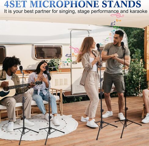 4 PCS ثلاثي الأبعاد الميكروفون حامل الذراع الذراع الذراع حامل الميكروفون حامل قابل للتعديل ارتفاع 24-67 بوصة مع 4 كيس حمل و 8 مقاطع الميكروفون للغناء مرحلة الزفاف كنيسة الكاريوك in Saudi Arabia