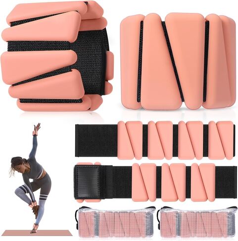Vinsot Pilates 2 رطل الكاحل معصم الكاحل للنساء ، مجموعة ساق الذراع القابلة للارتداء من 4 ، حزام معصم قابل للتعديل الأوزان الساق مناسبة للمشي السباحة الجري لليوغا صالة الألعاب الرياضية in Kuwait
