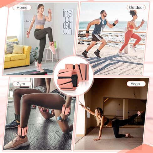 Vinsot Pilates 2 رطل الكاحل معصم الكاحل للنساء ، مجموعة ساق الذراع القابلة للارتداء من 4 ، حزام معصم قابل للتعديل الأوزان الساق مناسبة للمشي السباحة الجري لليوغا صالة الألعاب الرياضية in Kuwait