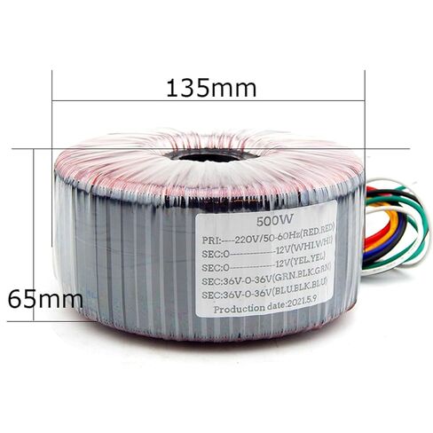 1PCS 500W محول طاقة Core Toroidal من سلك المينا النحاسي النقي لإخراج مضخم الصوت 36V 12V in Saudi Arabia