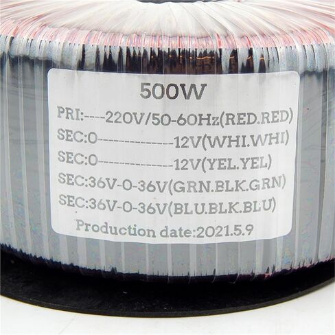1PCS 500W محول طاقة Core Toroidal من سلك المينا النحاسي النقي لإخراج مضخم الصوت 36V 12V in Saudi Arabia