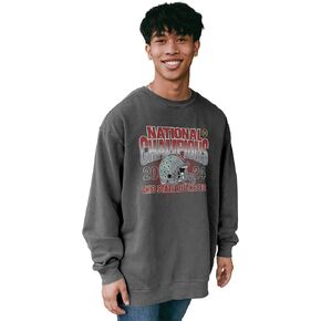 Blue 84 Men's NCAA Officially Licensed Ohio State Buckeyes National Champs 2024 Crewneck Sweatshirt Dyed Black Vintage in Saudi Arabia