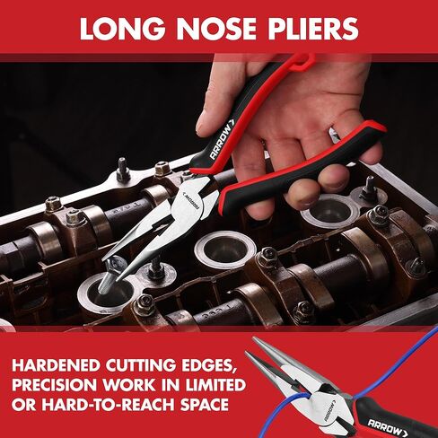ARROW 3PC Pliers Set, Includes 8.5 Inch Linesman, 8 Inch Needle Nose Pliers, 6 Inch Diagonal Cutter, Comfortable Ergonomic Anti-slip Handle, for Basic Repairs in Kuwait