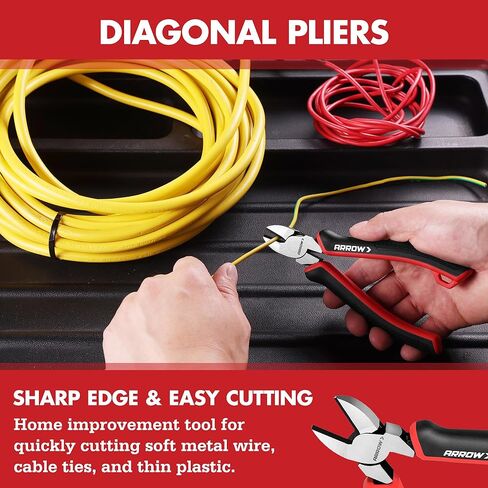 ARROW 3PC Pliers Set, Includes 8.5 Inch Linesman, 8 Inch Needle Nose Pliers, 6 Inch Diagonal Cutter, Comfortable Ergonomic Anti-slip Handle, for Basic Repairs in Kuwait